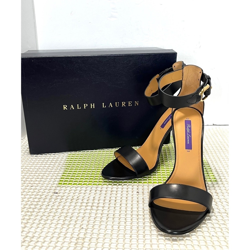 Ralph Lauren Collection Purple Label 9.5 Black Leather Ankle Stiletto 40B New